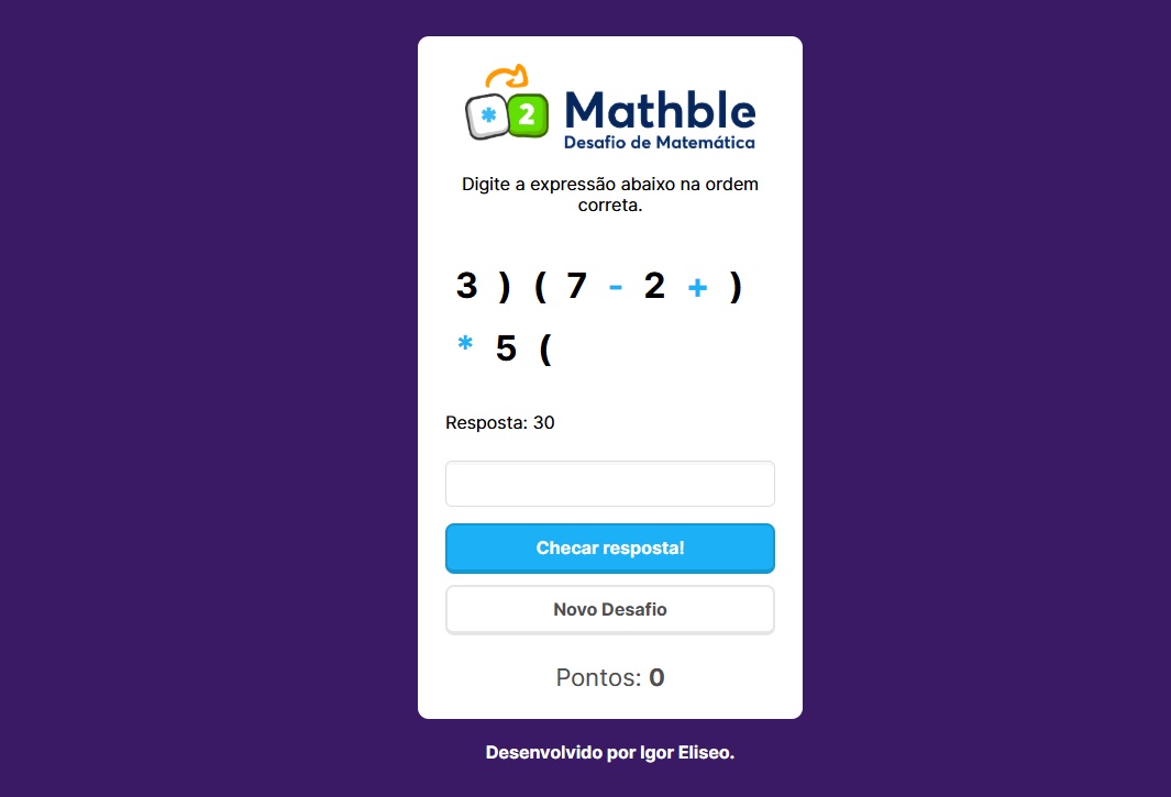 Captura de tela do Mathble